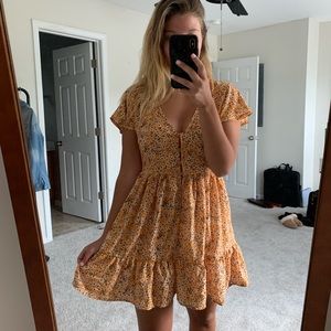 Goodnight Macaroon Flower Print Dress Women Small Yellow Floral Cottagecore Boho